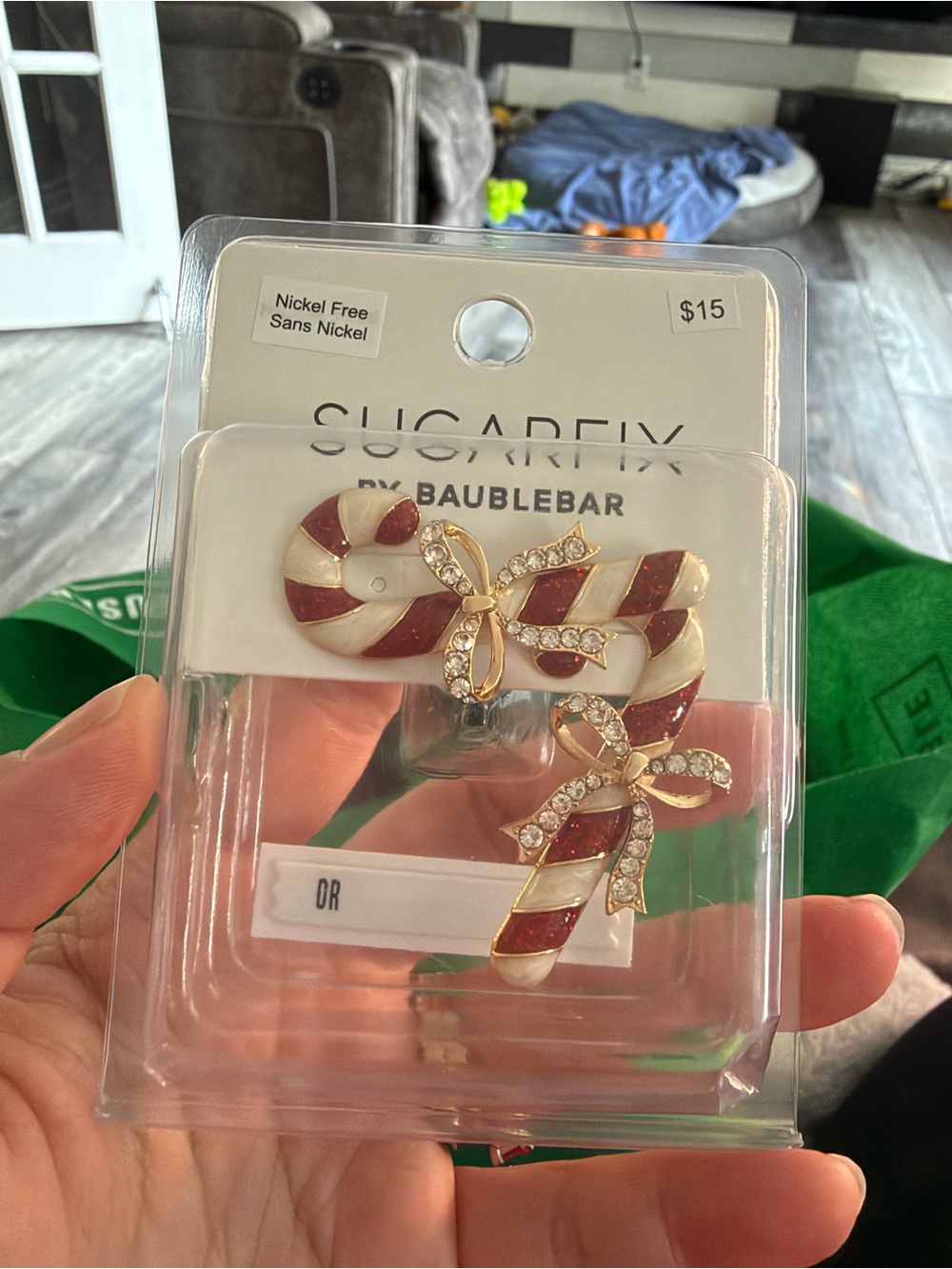 4/$50 candy cane festive woman earrings